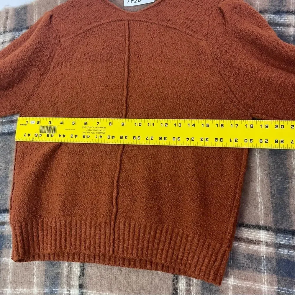 Free People Sweater Womens XS/TP Reverie Burnt Butter V Neck Ballon Sleeve